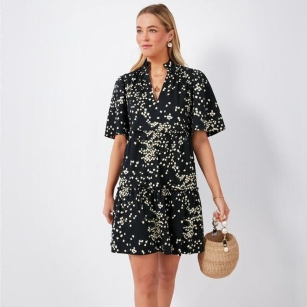 Black Tossed Floral Crawford Mini Dress